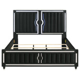 Ravenne Black Velvet Upholstered Eastern King LED Panel Bed from Coaster - Luna Furniture