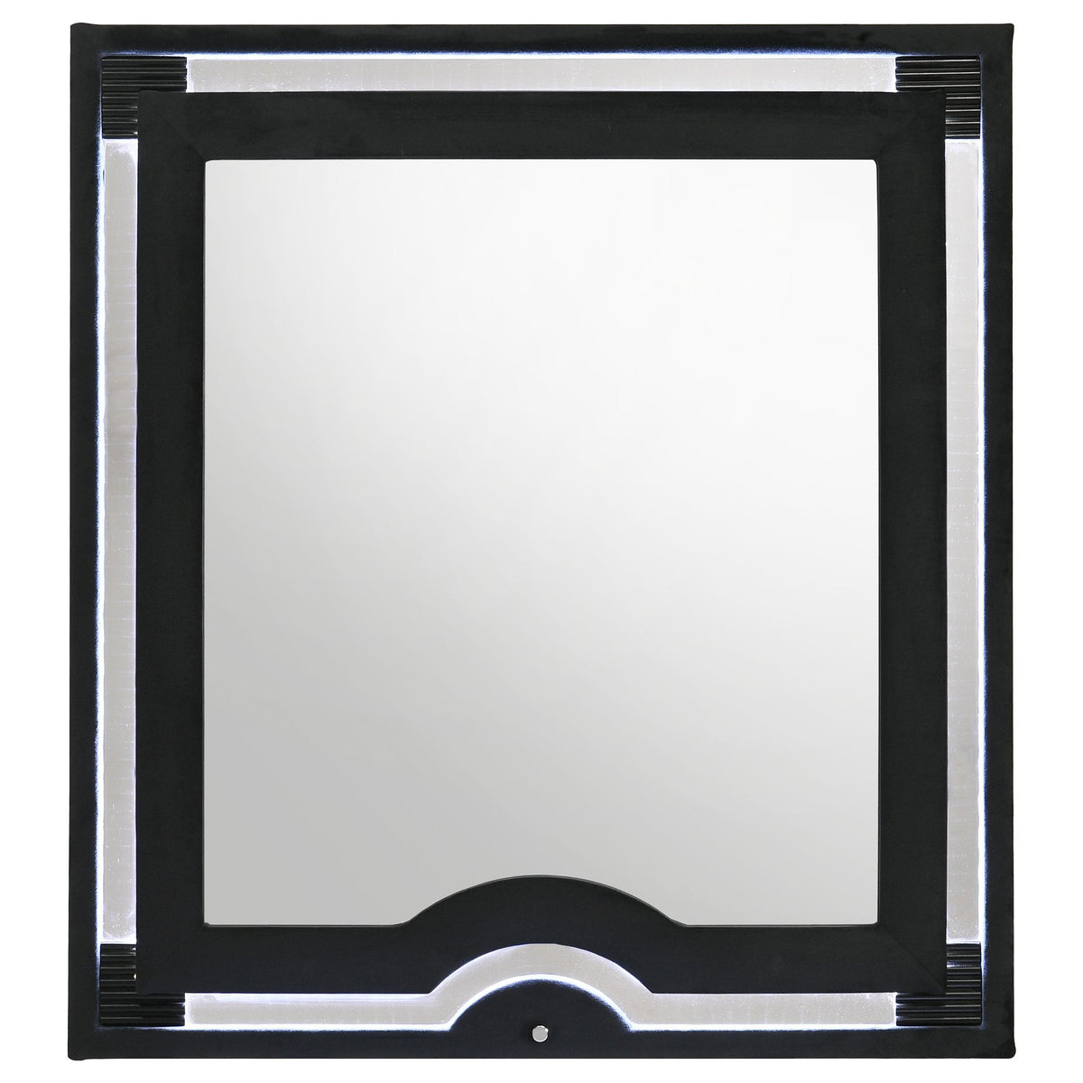 Ravenne Black mirror, square LED-framed wall mirror, front view
