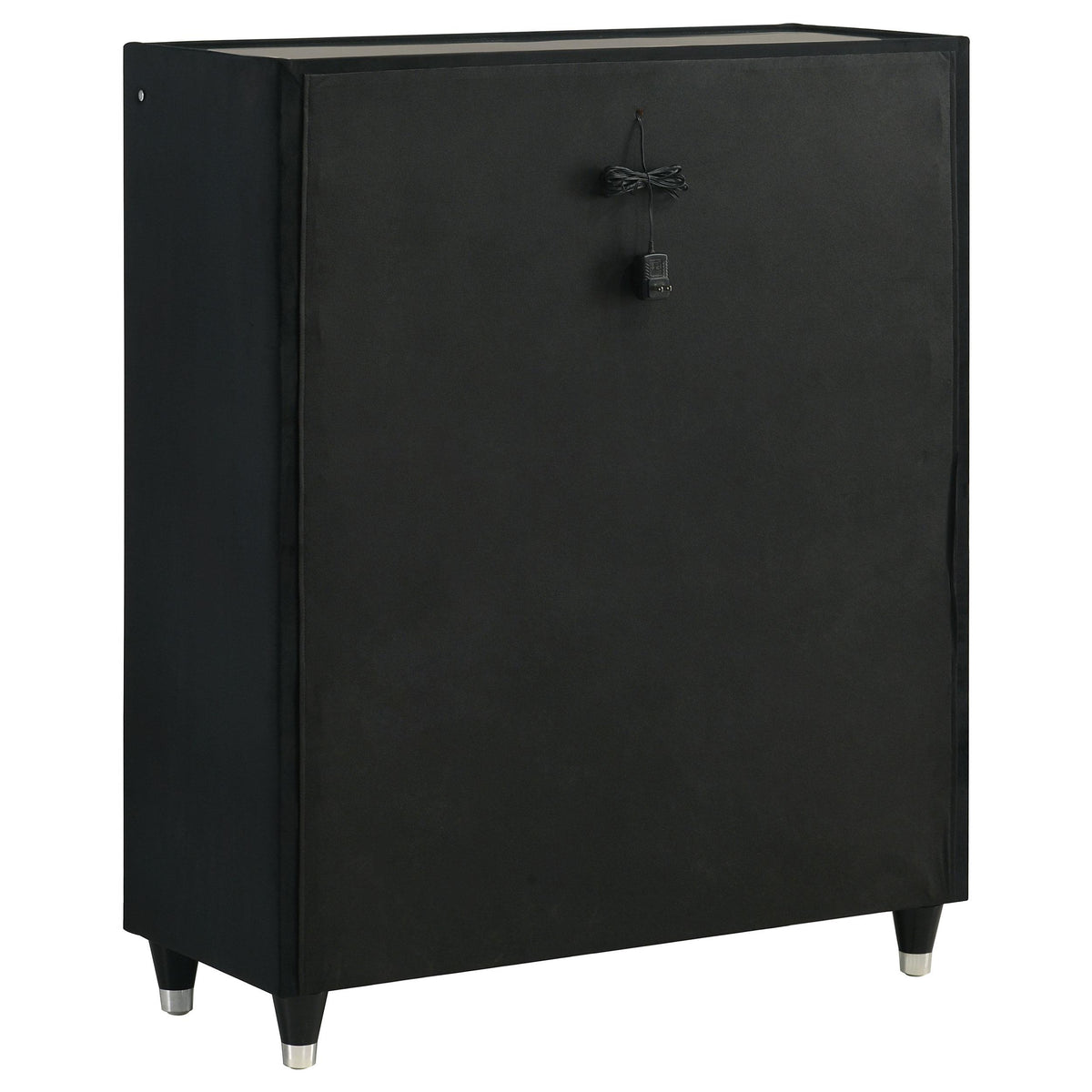 Ravenne Black chest, back view with hanging power cord, black rear panel