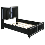 Ravenne Black Velvet Upholstered Queen LED Panel Bed from Coaster - Luna Furniture