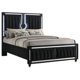 Ravenne Black Velvet Upholstered Queen LED Panel Bed from Coaster - Luna Furniture