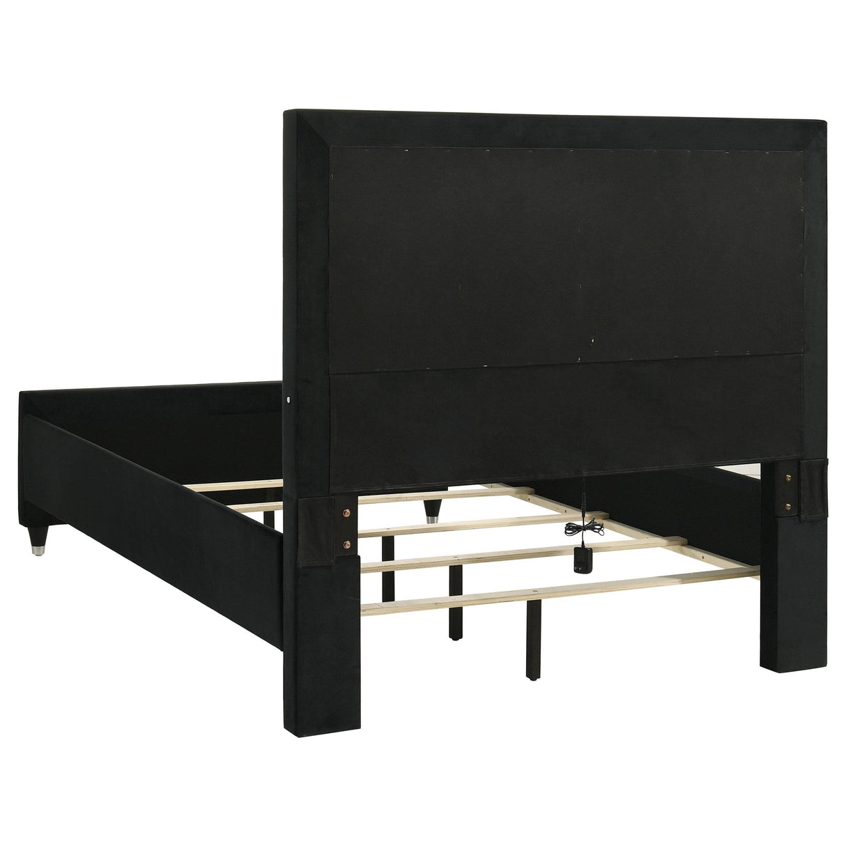Ravenne Black Velvet Upholstered Queen LED Panel Bed from Coaster - Luna Furniture