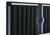 Ravenne Black Velvet Upholstered Queen LED Panel Bed from Coaster - Luna Furniture