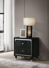 Ravenne Black 2-drawer Velvet Upholstered LED Nightstand with USB from Coaster - Luna Furniture