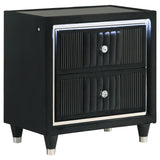 Ravenne Black 2-drawer Velvet Upholstered LED Nightstand with USB from Coaster - Luna Furniture