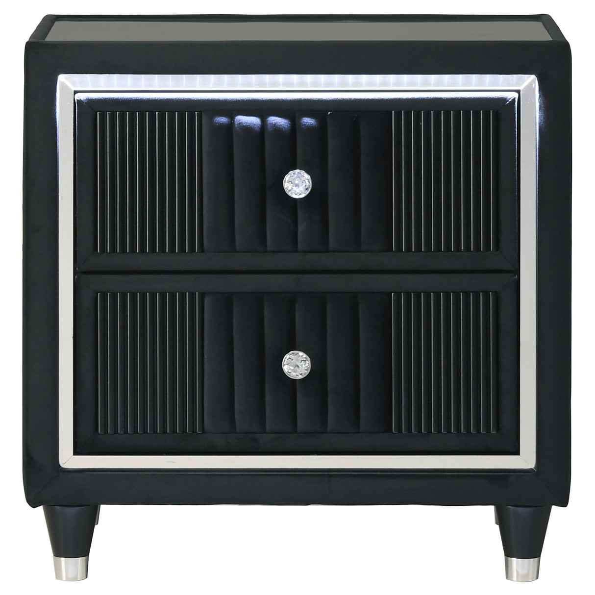 Ravenne Black 2-drawer Velvet Upholstered LED Nightstand with USB from Coaster - Luna Furniture
