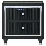 Ravenne Black 2-drawer Velvet Upholstered LED Nightstand with USB from Coaster - Luna Furniture
