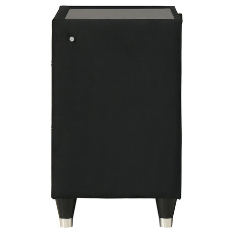 Ravenne Black 2-drawer Velvet Upholstered LED Nightstand with USB from Coaster - Luna Furniture