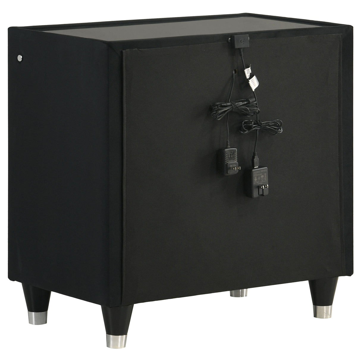 Ravenne Black 2-drawer Velvet Upholstered LED Nightstand with USB from Coaster - Luna Furniture