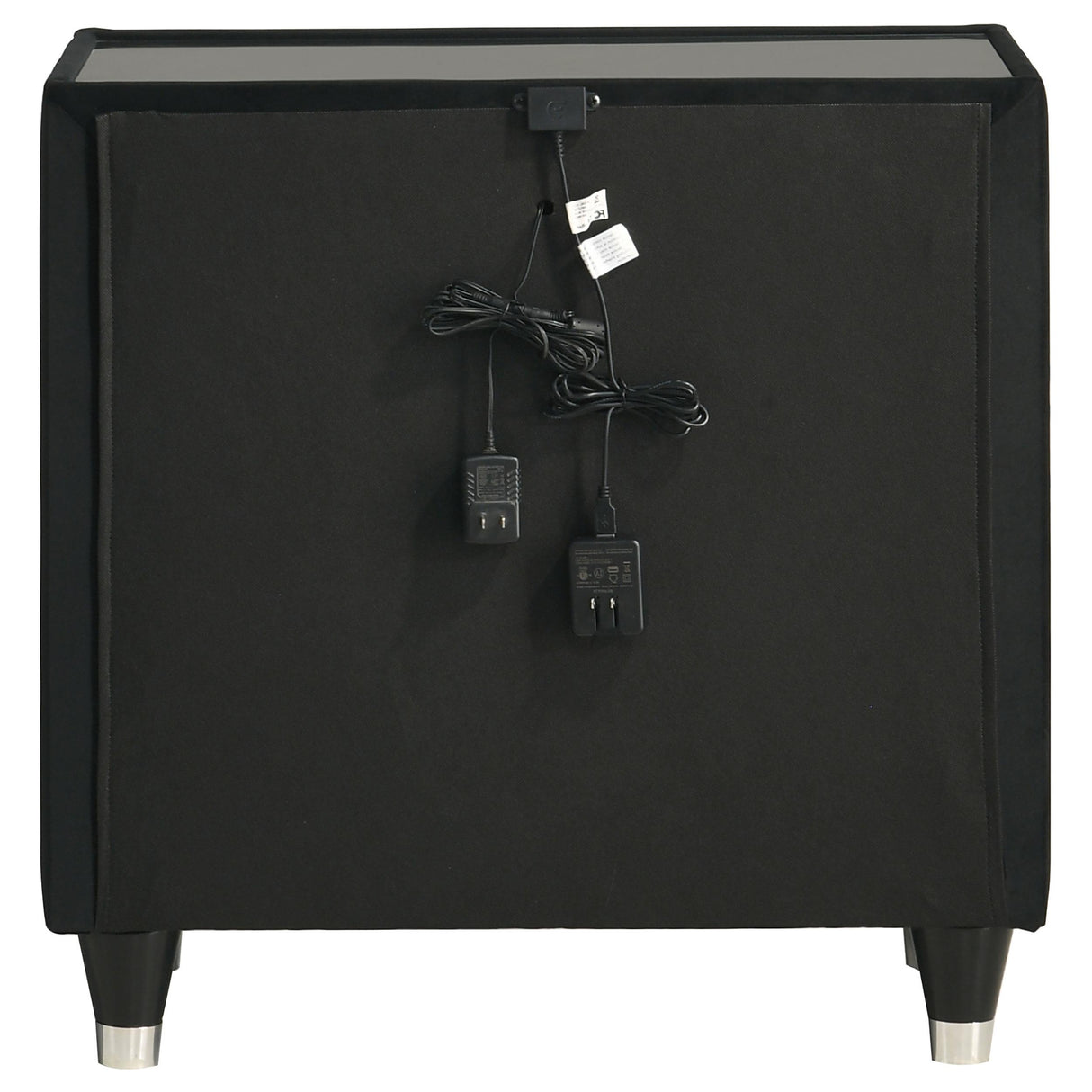 Ravenne Black 2-drawer Velvet Upholstered LED Nightstand with USB from Coaster - Luna Furniture