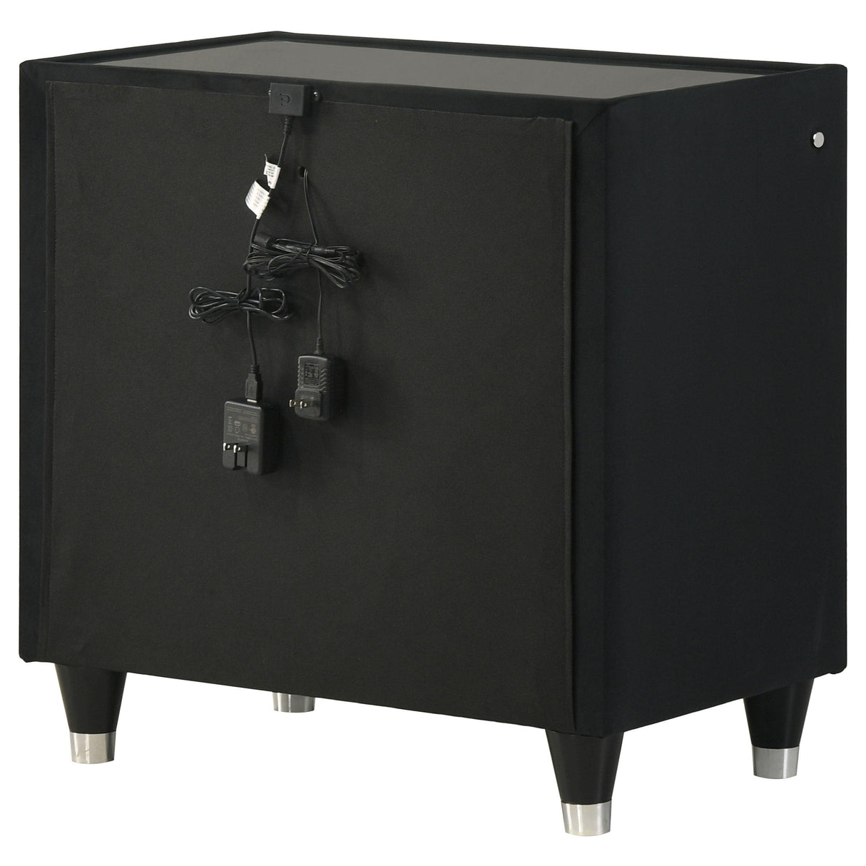 Ravenne Black 2-drawer Velvet Upholstered LED Nightstand with USB from Coaster - Luna Furniture