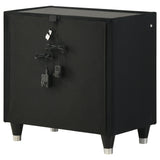 Ravenne Black 2-drawer Velvet Upholstered LED Nightstand with USB from Coaster - Luna Furniture