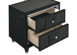 Ravenne Black 2-drawer Velvet Upholstered LED Nightstand with USB from Coaster - Luna Furniture