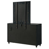 Ravenne Black dresser and mirror set back view, full rear panel