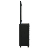 Ravenne Black dresser and mirror set back view, angled rear profile