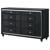 Ravenne Black 6-drawer Velvet Upholstered LED Dresser Cabinet from Coaster - Luna Furniture