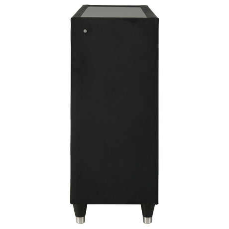 Ravenne Black 6-drawer Velvet Upholstered LED Dresser Cabinet from Coaster - Luna Furniture