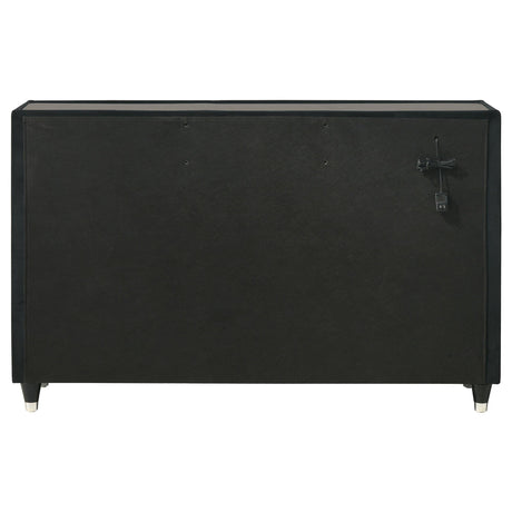 Ravenne Black 6-drawer Velvet Upholstered LED Dresser Cabinet from Coaster - Luna Furniture