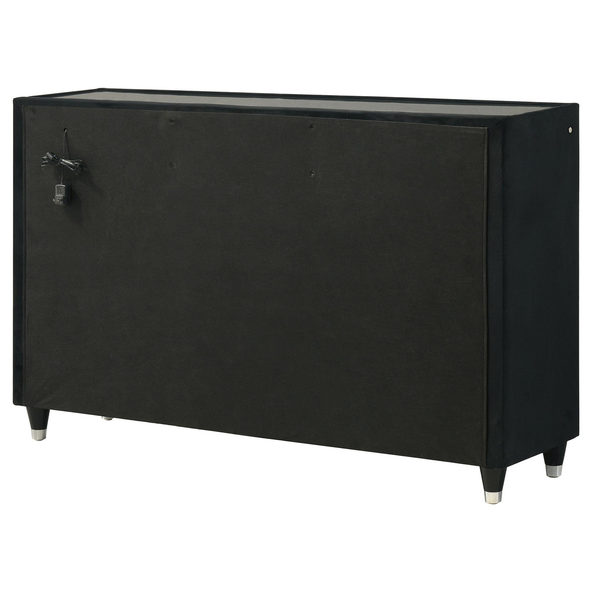 Ravenne Black 6-drawer Velvet Upholstered LED Dresser Cabinet from Coaster - Luna Furniture
