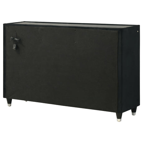 Ravenne Black 6-drawer Velvet Upholstered LED Dresser Cabinet from Coaster - Luna Furniture