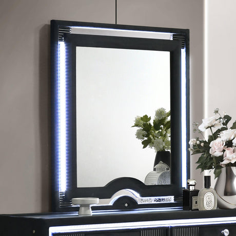 Ravenne Black Velvet Upholstered LED Dresser Mirror from Coaster - Luna Furniture