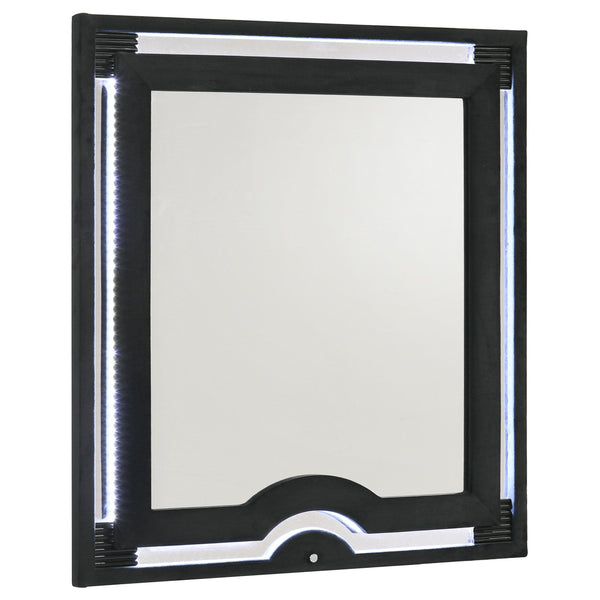 Ravenne Black Velvet Upholstered LED Dresser Mirror