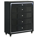Ravenne Black 5-drawer Velvet Upholstered LED Chest of Drawers from Coaster - Luna Furniture