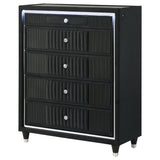 Ravenne Black 5-drawer Velvet Upholstered LED Chest of Drawers from Coaster - Luna Furniture