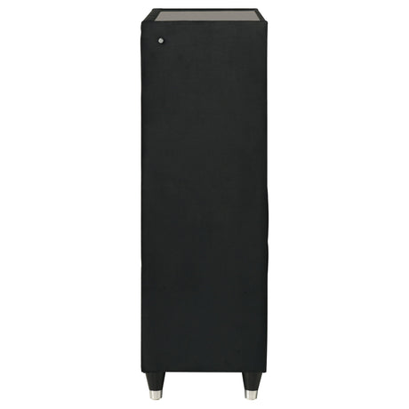 Ravenne Black 5-drawer Velvet Upholstered LED Chest of Drawers from Coaster - Luna Furniture