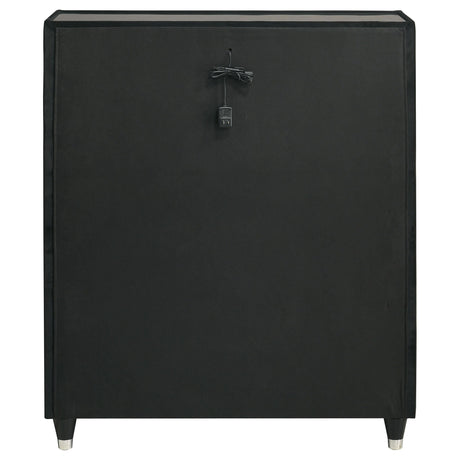 Ravenne Black 5-drawer Velvet Upholstered LED Chest of Drawers from Coaster - Luna Furniture