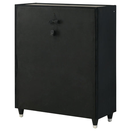 Ravenne Black 5-drawer Velvet Upholstered LED Chest of Drawers from Coaster - Luna Furniture