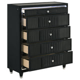 Ravenne Black 5-drawer Velvet Upholstered LED Chest of Drawers from Coaster - Luna Furniture
