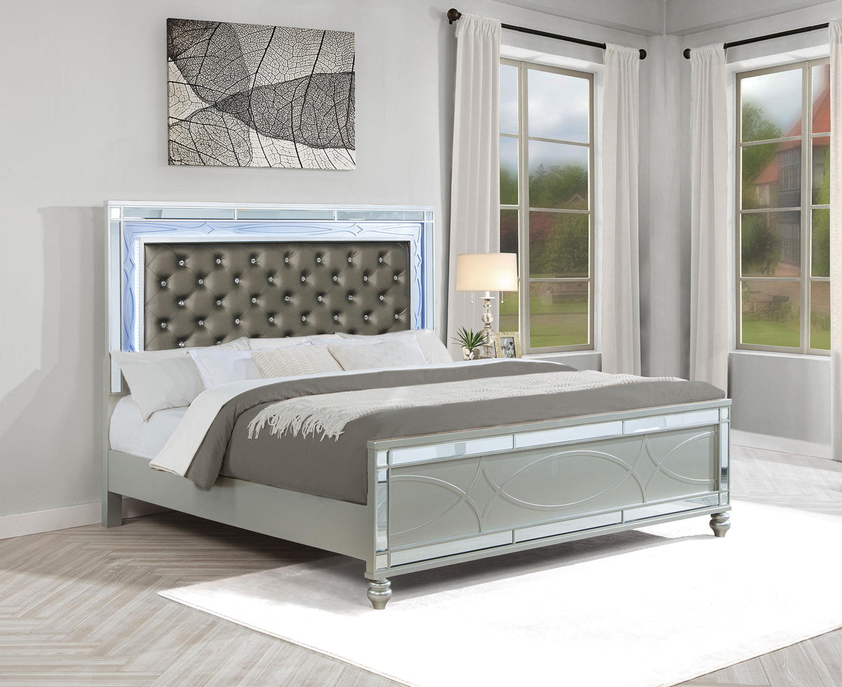 Gunnison Silver Metallic Eastern King Panel Bed with LED Lighting from Coaster - Luna Furniture