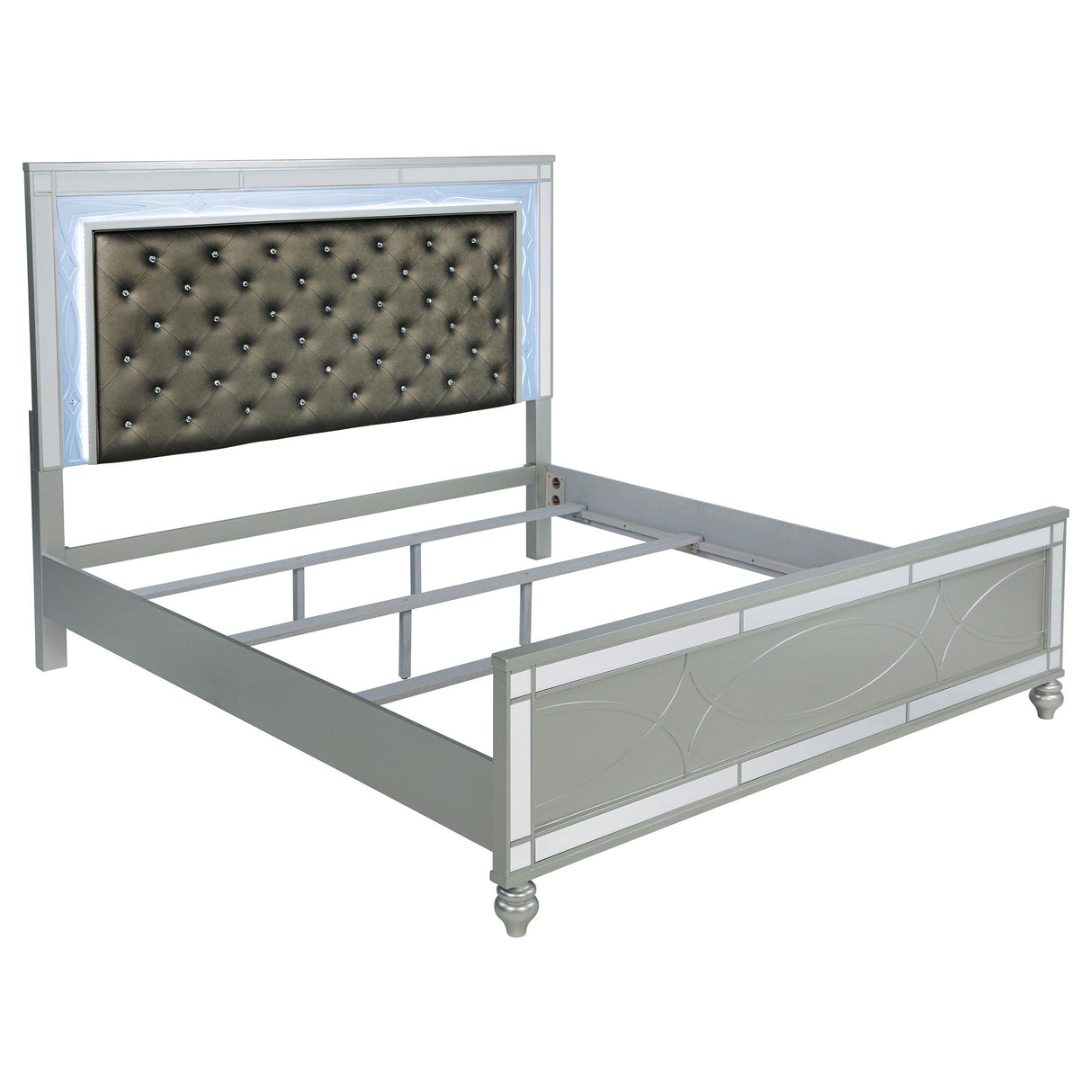 Gunnison Silver Metallic Eastern King Panel Bed with LED Lighting from Coaster - Luna Furniture