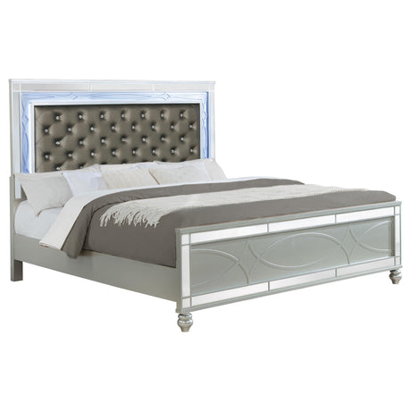 Gunnison Silver Metallic Eastern King Panel Bed with LED Lighting from Coaster - Luna Furniture