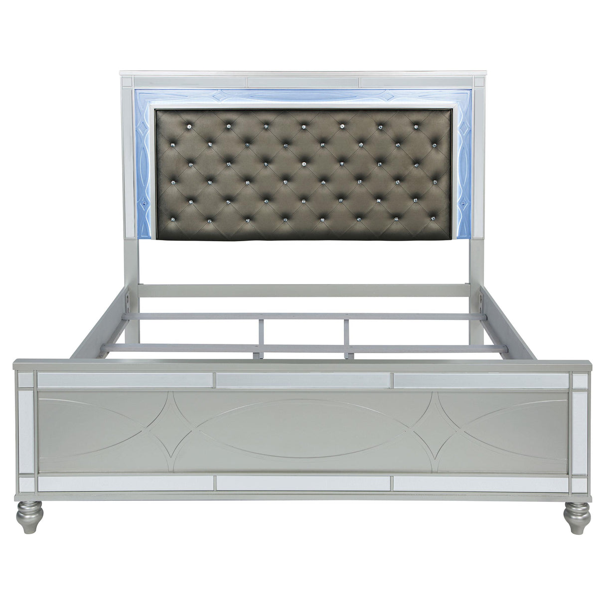 Gunnison Silver Metallic Eastern King Panel Bed with LED Lighting from Coaster - Luna Furniture