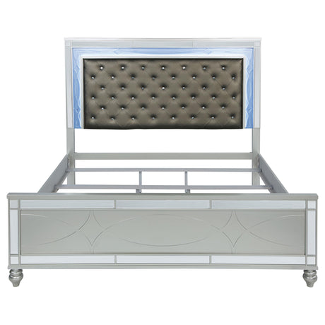 Gunnison Silver Metallic Eastern King Panel Bed with LED Lighting from Coaster - Luna Furniture