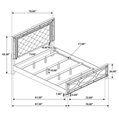 Gunnison Silver Metallic Eastern King Panel Bed with LED Lighting from Coaster - Luna Furniture