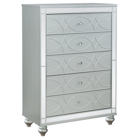 Gunnison Silver Metallic 5-Piece Queen Bedroom Set with LED Lighting from Coaster - Luna Furniture