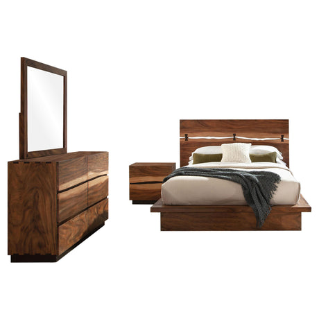 Gunnison Silver Metallic 4-Piece Eastern King Bedroom Set with LED Lighting from Coaster - Luna Furniture