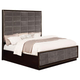 Durango Gray and Smoked Peppercorn Upholstered Queen Bed from Coaster - Luna Furniture