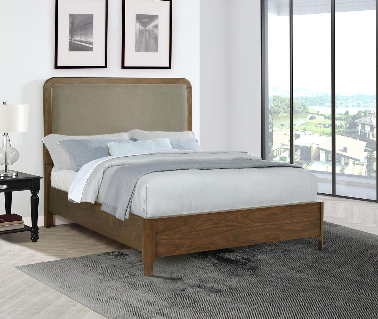 Maderia Walnut 57-inch Upholstered Queen Panel Bed from Coaster - Luna Furniture