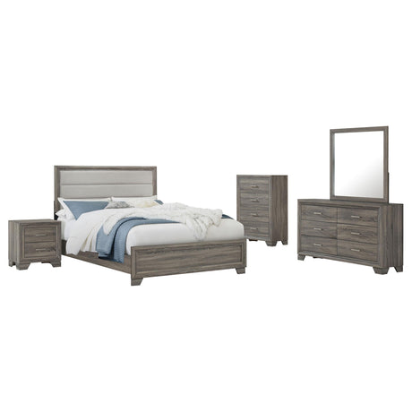 Wright Brown Oak 5-Piece Eastern King Bedroom Set from Coaster - Luna Furniture