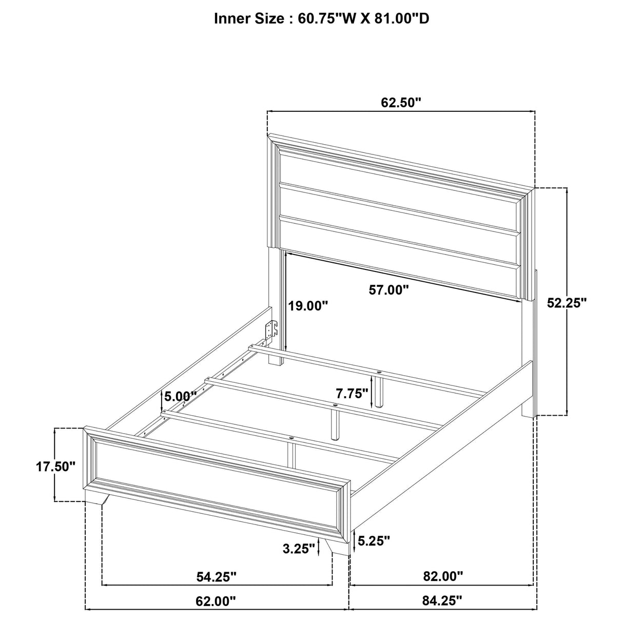 Wright Brown Oak 50-inch Upholstered Queen Bed from Coaster - Luna Furniture