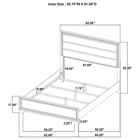Wright Brown Oak 50-inch Upholstered Queen Bed from Coaster - Luna Furniture