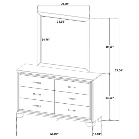 Wright Brown Oak 6-Drawer Dresser and Mirror from Coaster - Luna Furniture