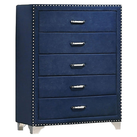 Melody Pacific Blue Tufted Upholstered 5-Piece Eastern King Bedroom Set from Coaster - Luna Furniture
