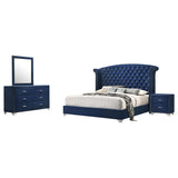 Melody Pacific Blue Tufted Upholstered 4-Piece Queen Bedroom Set from Coaster - Luna Furniture