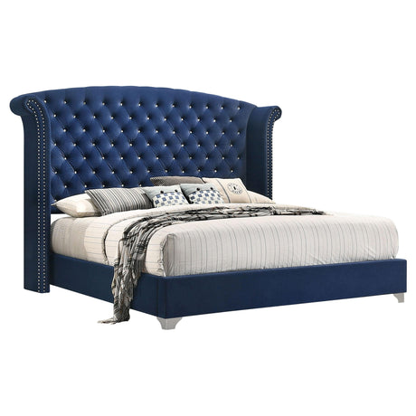 Melody Pacific Blue Tufted Upholstered 5-Piece Queen Bedroom Set from Coaster - Luna Furniture