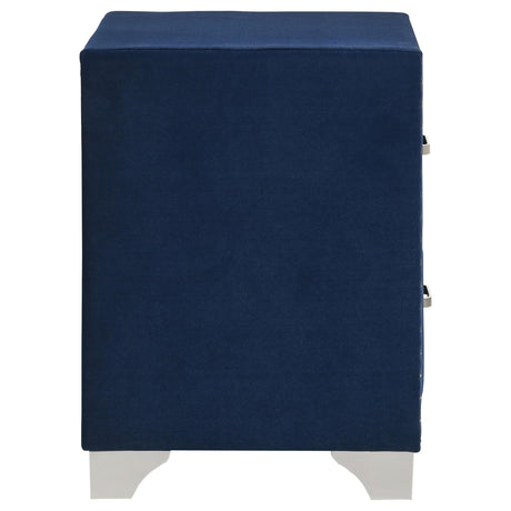 Melody Pacific Blue Upholstered 2-Drawer Nightstand from Coaster - Luna Furniture
